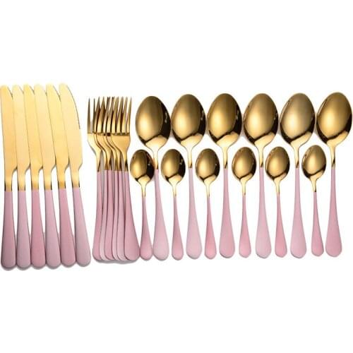 Stainless Steel Cutlery Set 24 Piece Kitchen Set Dinnerware Forks Spoons Knives Set Tableware Mirror Silverware Flatware Dinner
