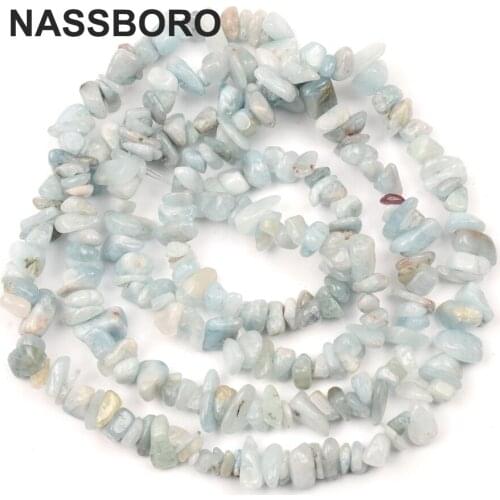 Natural Stone Sky Blue Stone Irregular Chips Beads Gravel Stone For Jewelry Making Strand 33.5" 86cm Diy beads 6~9mm