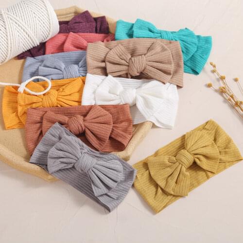 Solid Color Baby Headband Bows Kids Girls Hair Band Soft Cotton Elastic Newborn Headbands Girl Hair Accessories Christmas Gifts