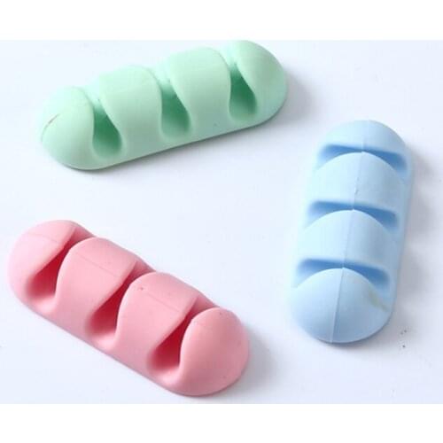 200pcs/lot Cable Organizer Silicone USB Cable Winder Flexible Cable Management Clips Cable Holder For Mouse Headphone Earphone