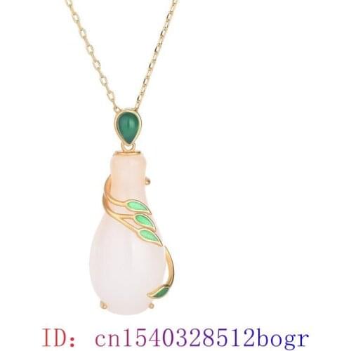 White Jade Vase Pendant Fashion Chinese Jewelry Amulet Necklace 925 Silver Gemstone Charm Chalcedony Women Natural Zircon Gifts