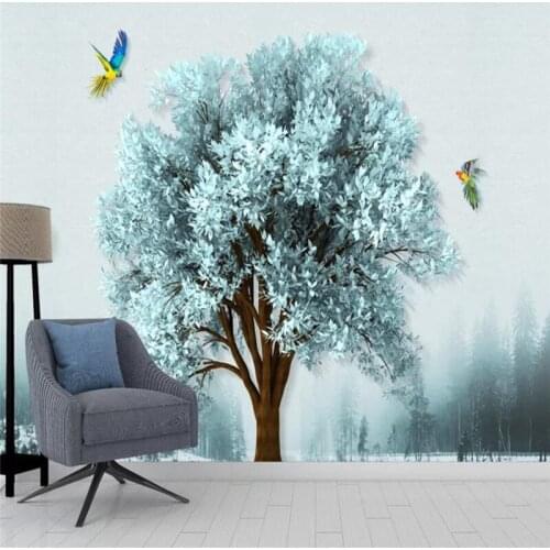 Custom wallpaper European minimalist casual green tree forest landscape wall decoration waterproof material