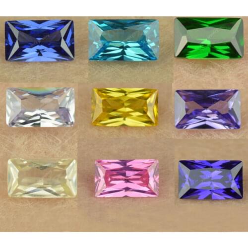 Size 2x3~10x14mm 5A Rectangle Shape Cubic Zirconia Stone White Pink Violet Champagne Orange Color Synthetic CZ Gems For Jewelry