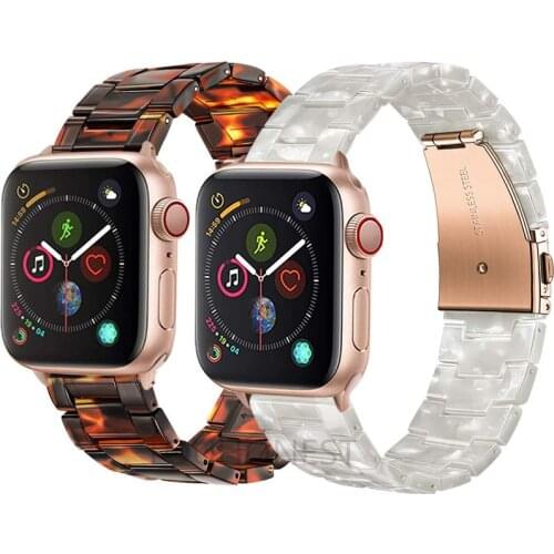 Resin Lightweight Watch Bands for Apple Watch 38 40MM Metal Buckle Wristband Replacement For iwatch Series 6 5 4 3 2 1 42mm 44mm