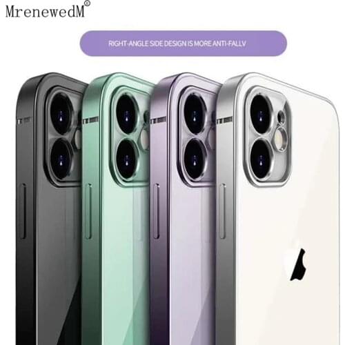 MrenewedM Luxury Plating Square Silicone Phone Case For iPhone 12 Mini 11 Pro XR XS Max SE2020 Soft Clear Slim Cover On 7 8 Plus