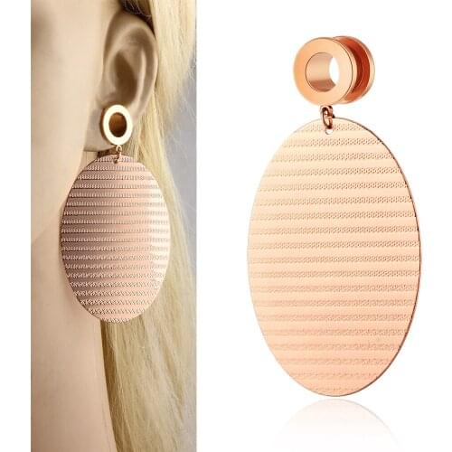 JUNLOWPY Silver Rose Gold Dangle Ear Plugs Gauges Stainless Screw Flesh Expander 00g Stretcher Kit Body Piercing Jewelry 6-16mm