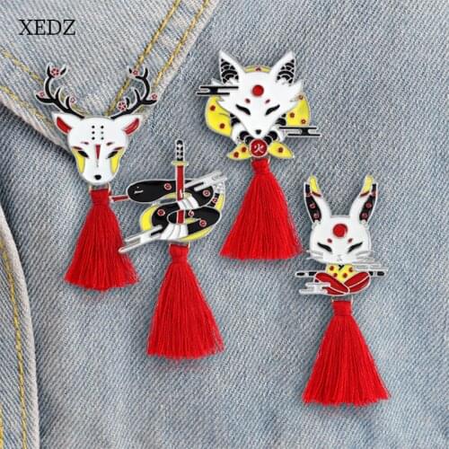 XEDZ Red beard tassel goat snake rabbit deer fox zodiac brooch fashion personality zinc alloy pendant jewelry gift