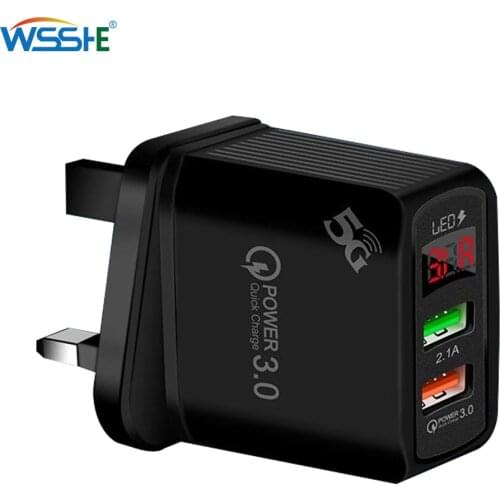 2 Port LED Display Mobile Phone Charger QC 3.0 USB Charger Adapter 2.1A Travel for Iphone 12 Pro Max Xiaomi Universal Adapter