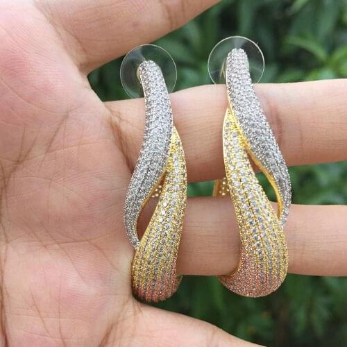 ModemAngel Luxury Special Geometry Full Mirco Paved Cubic Zirconia Naija Wedding Earring Fashion Jewelry