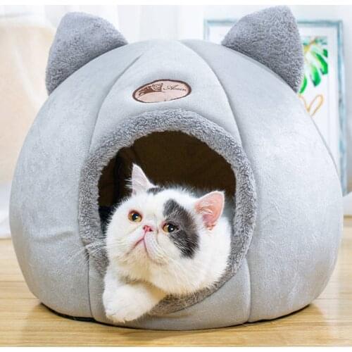 Winter Warm Sleeping Cats Nest New Deep sleep comfort Cute Cartoon Pets Cave House Kennel Washable Soft Plush Dog Cushion
