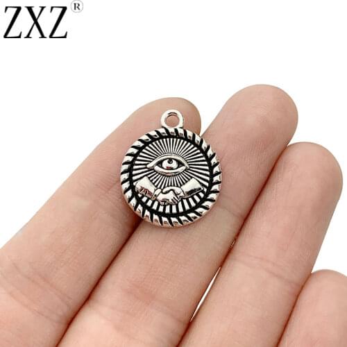 ZXZ 20pcs Tibetan Silver Alloy Egyptian Eye of Horus Charms Pendants Beads for Necklace Bracelet Jewelry Making Accessories 18mm