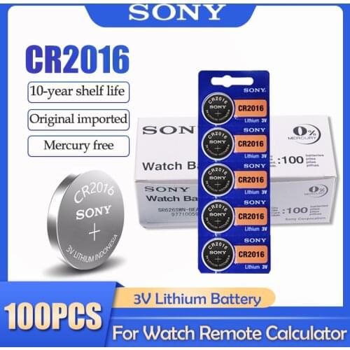 100PCS/lot Sony CR2016 CR 2016 DL2016 LM2016 BR2016 ECR2016 3V Lithium Battery For Watch Calculator Remote Control Button Cell