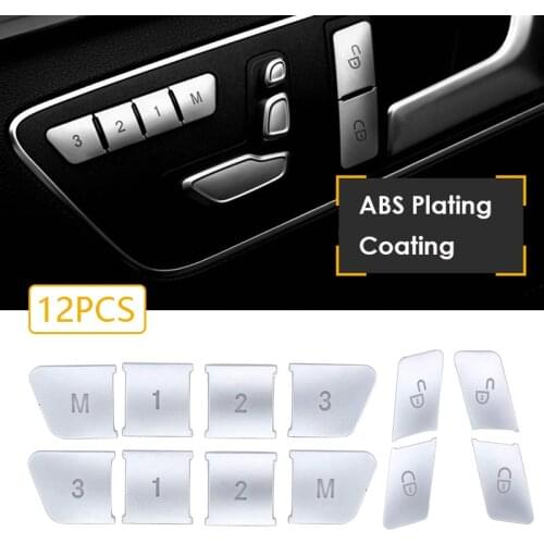 12Pcs Car Door Seat Memory Lock Buttons Covers Stickers for Mercedes Benz CLA/GLA/GLK/GLE/CLS/GL/ML/A/B/E