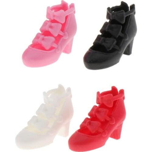4 Pairs Cute 12inch Dolls Plastic Shoes for 1/6 Blythe Licca Momoko Dress Up Birthday Gifts