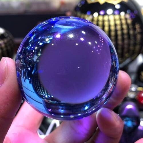 40-60mm Rare natural blue glaze crystal ball 60mm + bracket 5AAA