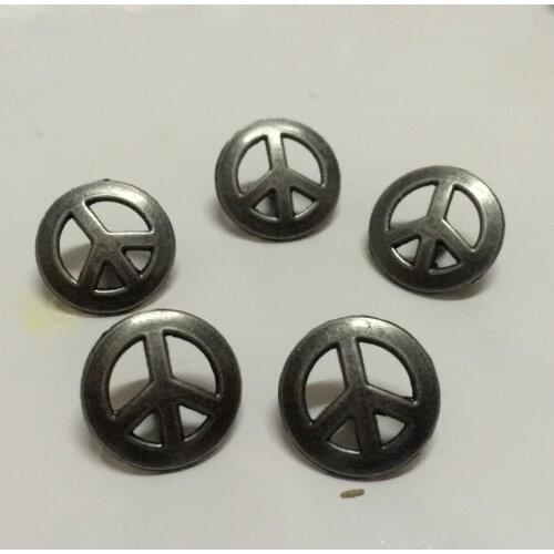 50PCS 15MM Antique Silver Peace Symbols Rivet Punk Spike Round Studs Spikes Shoes Belt Bag Bracelets Accessories Leather Craft