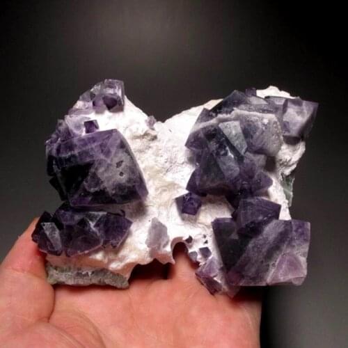 643g Purple-Green Fluorite Cluster on Quartz Matrix - crystals and stones healing Mineral specimen Home Decor feng shui