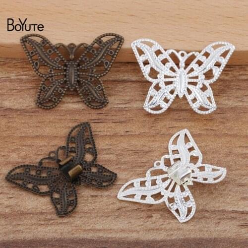 BoYuTe (20 Pieces/Lot) 22*30MM Filigree Butterfly Hair Rope Clip Clasps Diy Hand Made Hair Accessories Jewelry Findings