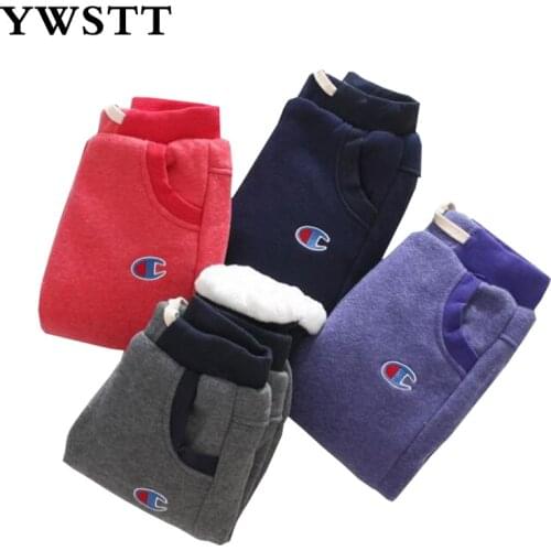 YWSTT Boys Cotton Pants Fall 2018 New winter pants for boys Children Trousers Thick Cotton Warm Pants Girls Plus Velvet Pants