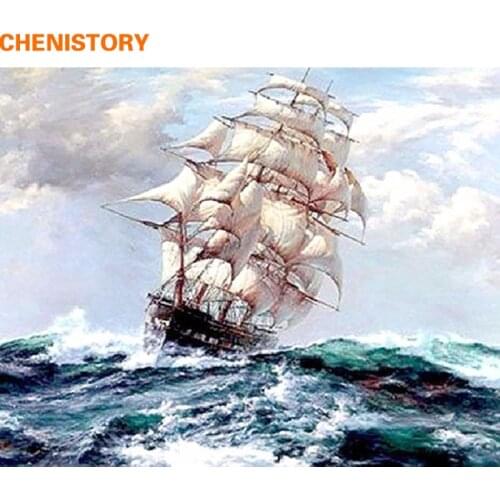 CHENISTORY Abstract Sailing Boat Diy Digital Oil Painting By Numbers Wall Art Picture Unique Gift Home Decoration 40x50 Artwork