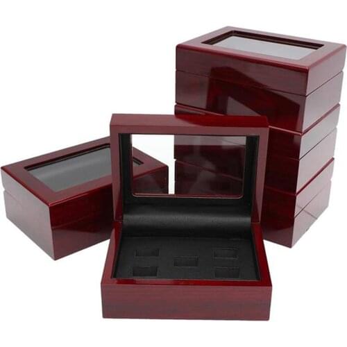 HOLDING 2 3 4 5 6 RINGS WOODEN CASE CHAMPIONSHIP RINGS CLEAR TOP DISPLAY BOX 16*12*7(CM) DROP SHIPPING BY CARSON