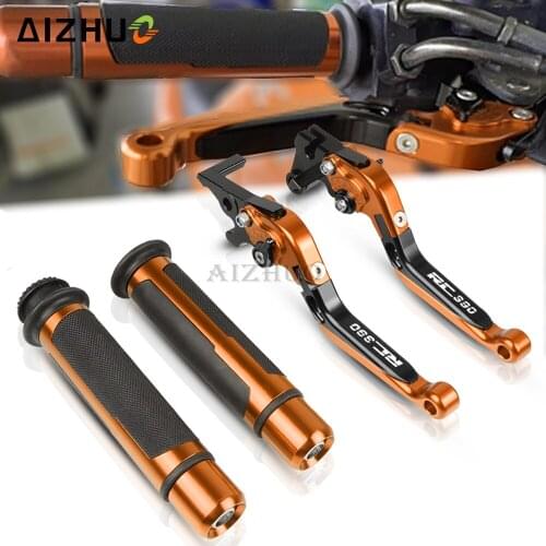 For RC390 RC 390 2014 2015 2016 2017 2018 2019 Motorcycle Accessories Foldable Brake Clutch Levers+Handle Grips