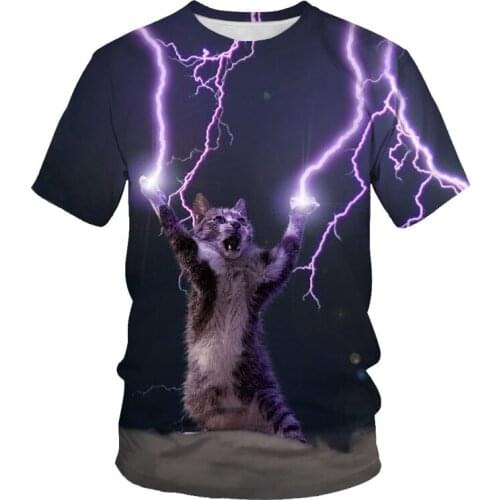 Summer fashion cute cat O-neck fashion cute Harajuku casual men and women short-sleeved T-shirt daily loose streetwear