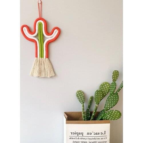 Cactus Weaving Macrame Wall Hanging Decorations Girls Boys Kids Room Decoration Home Nursery Party Holiday Wall Decor