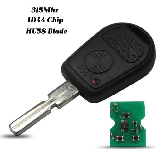 Jingyuqin 3Buttons For BMW Z3 E31 E32 E34 E36 E38 E39 E46 Z3i Remote Car Key 315Mhz ID44 Chip Fob With HU58 Blade Replacement
