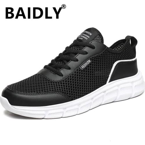 Mesh Men Shoes Breathable Black Mens Sneakers Trendy Lace-Up Lightweight Walking Shoes Big Size 39-48 Man Zapatillas Hombre