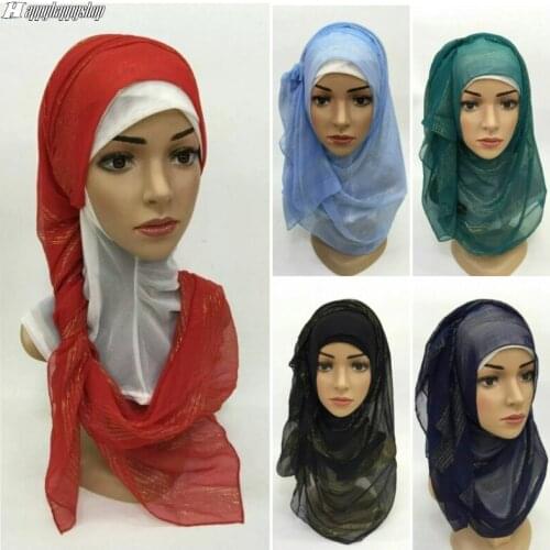 Muslim Islamic Women Headscarf Thin Plain Hijab Turban Female Headwear Arab Shawls Headwrap Headwear