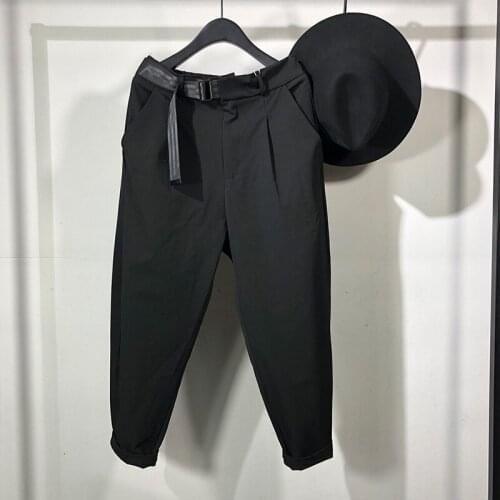 Owen Seak Men Casual Cargo Harem Pants High Street Wear Hip Hop Ankle Length Mens Clothing Sweatpants Autumn Black Pants