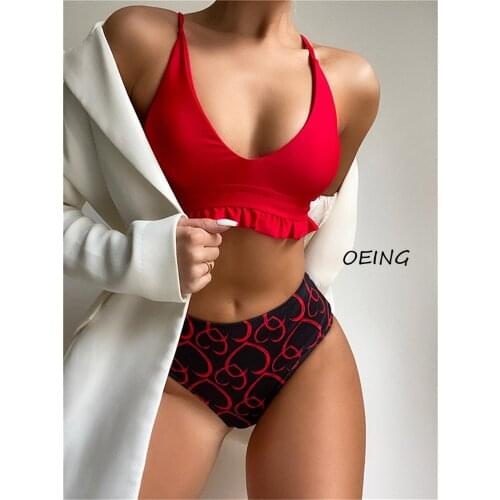 Bikini Sexy New Arrival 2 Piece Set Women Red Bathing Suit Women 2021 Bikini Set