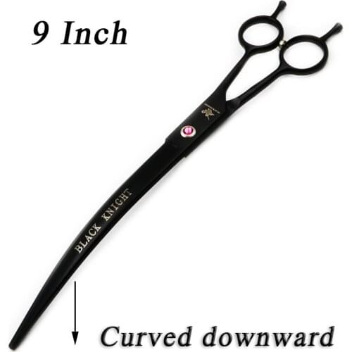 Pet Scissors 9" Downward Curved Pet Grooming Scissors Black Professional Shears Salon Barber Using Dogs & Cats