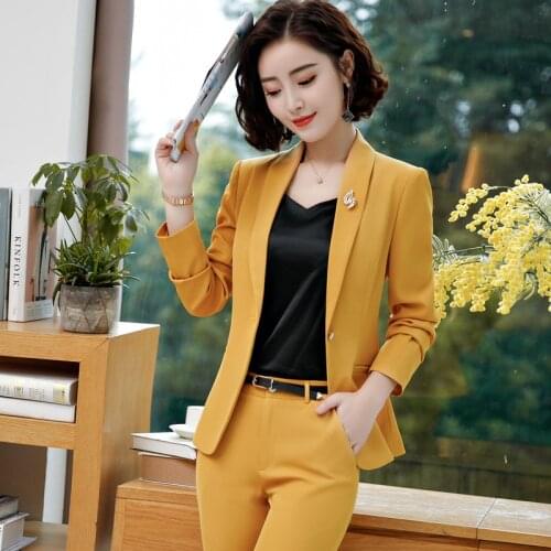 IZICFLY autumn new style Business yellow jacket women Elegant Slim white blazer feminino Office Outwear coats female plus size