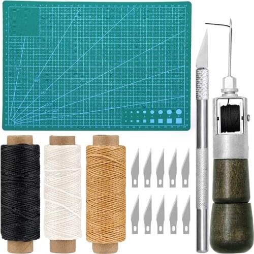 KAOBUY Professional Leather Craft Tools Kit Hand Sewing Stitching Punch Carving Work Saddle Set Accessories DIY Tool Set