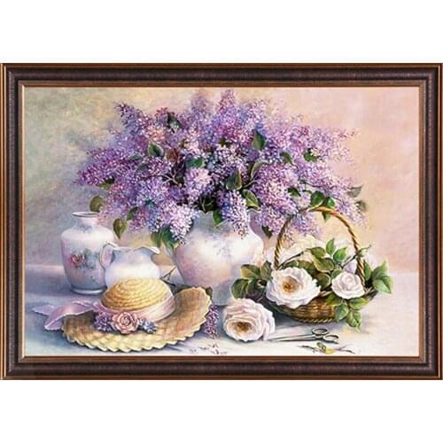 Lavender Flowers DIY Needlework,Printed Cross stitch,Sets For Embroidery kit Cross-Stitching Silk Or Cotton Threads