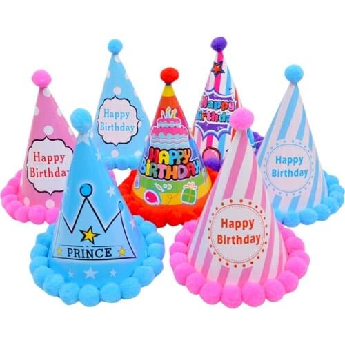 Happy Birthday Party Paper Hats Polka Dot DIY Cute Handmade Cap Crown Baby Shower Decoration Boy Girl Birthday Hats Gift Supply