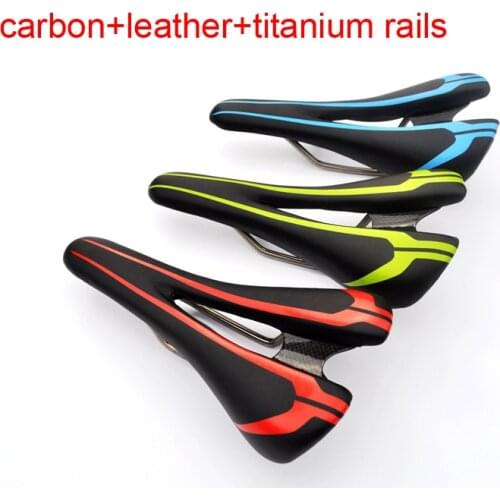 Newest Mountain Road bike full carbon fibre saddle carbon hollow out bicycle front seat MTB PU leather Titanium rails Free ship