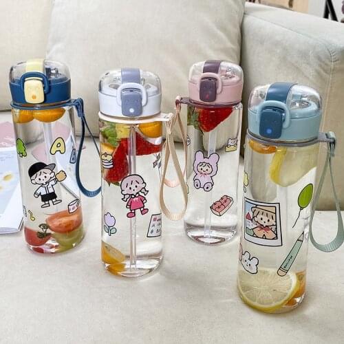Lovely Tea Ater Bottles Drinkbottle Studengt Officce Plastic Bottle Lovely Girl Staw Bottle Cups Fashion Cute Drinkware