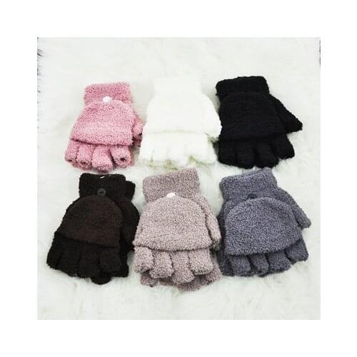 2021 Winter Warm Thickening Wool Gloves Knitted Flip Fingerless Flexible Exposed Finger Thick Gloves Mittens Men Women Glove