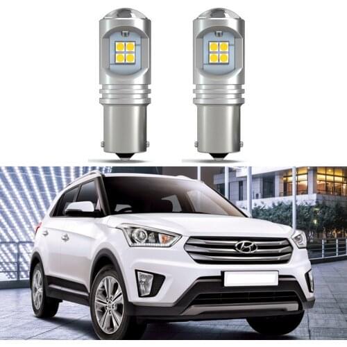 2pcs 1156 P21W BA15S white Canbus No Error LED Daytime running light DRL driving bulb For Hyundai Creta 2016 2017 2018 2019