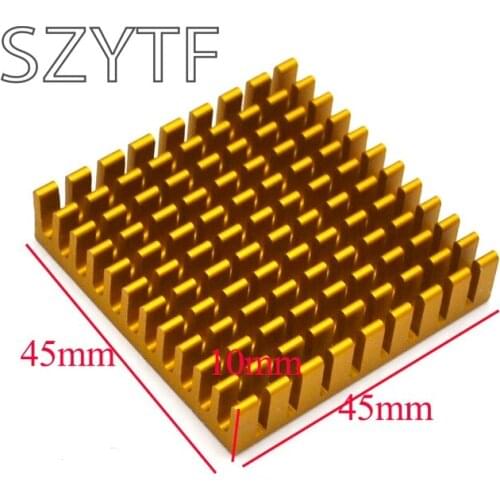 Heat sink 45*45*10MM (gold broken groove) high-performance heat sink yellow thick aluminum plate 10pcs