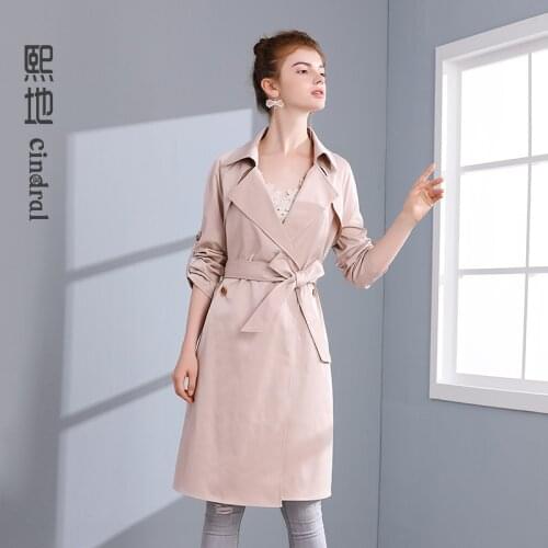 2021 Spring and Autumn Windbreaker Womens Long Temperament Small Slim Fashion Korean Version Thin Girls Coat