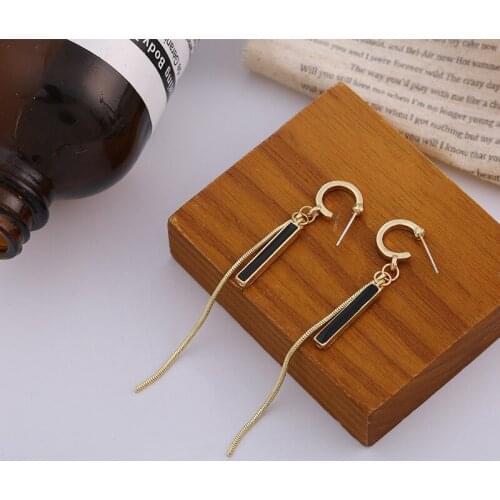 Vintage Black Color Tassel Drop Earrings For Women Quality Long Dangle Earring Luxury Fashion Jewelry