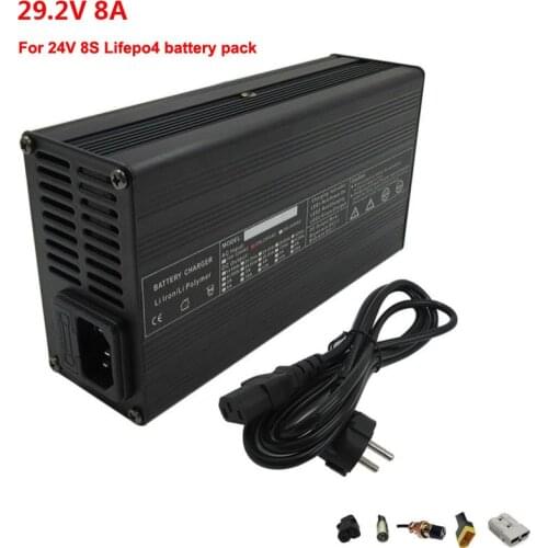 29.2V 8A LiFePO4 charger 24V 8A Fast Charger 110V / 220V For 8S 24V LiFePO4 Ebike Scooter Touring Car Battery pack