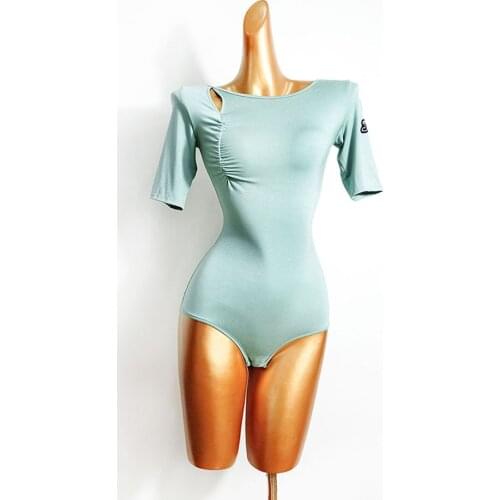 2020 New Latin Dance Dress Women Bodysuit Tl615 Short Sleeve Wrinkle Design Dancing Tops Latin Dance Costume Latina Dress