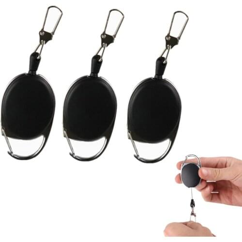 1/2/3PCs Retractable Key Chain Reel Badge Holder Fly Fishing Zinger Retractor with Quick Release Spring Clip Fishing Accessories