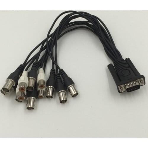 1 PCS VGA 15Pin 3 Row Male to 8 BNC 4 RCA Female Audio/Video Connector Cable