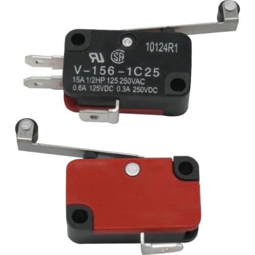 10Pcs High-quality Roller Lever Arm SPDT NO/NC Momentary Micro Switches V-156-1C25 for cnc router Micro Limit Switch